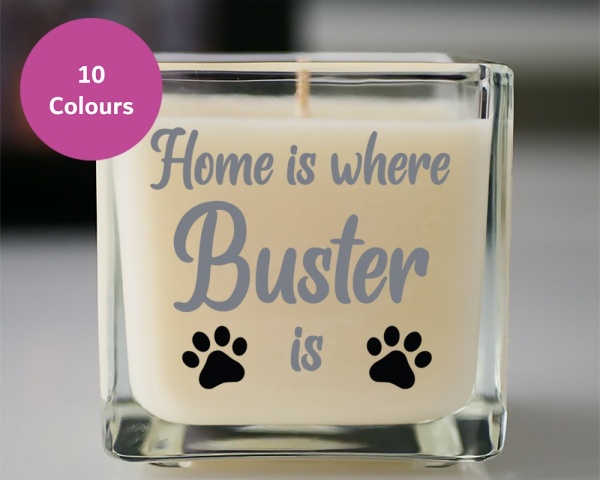 Personalised Pet Candle Gift Home is where Name is Dog Gift